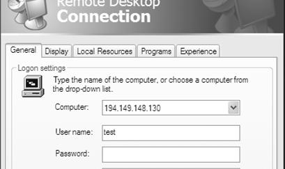 WINDOWS TERMINAL (REMOTE DESKTOP CONNECTION) Од верзијата на ОС XP апликацијата се појавува како дел од системот под име Remote Desktop Connection и овозможува приклучување на Terminal Server како и