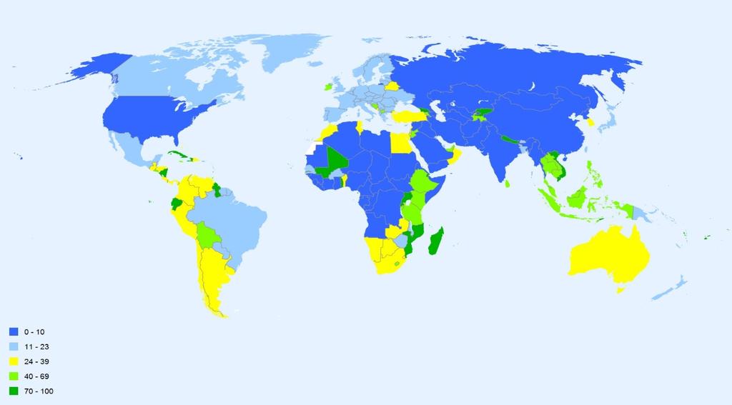 % of world population that do not need visa to enter