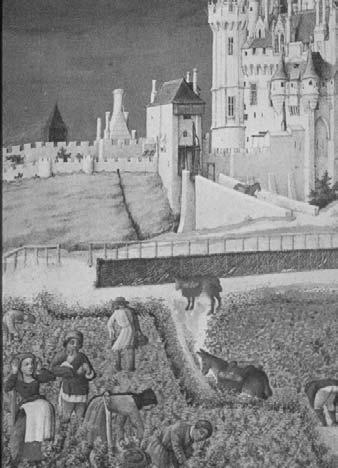 They paid taxes, which allowed the nobles to live privileged lives. A mott and bailey castle The First Castles Peasants farm the land around the lord s castle.