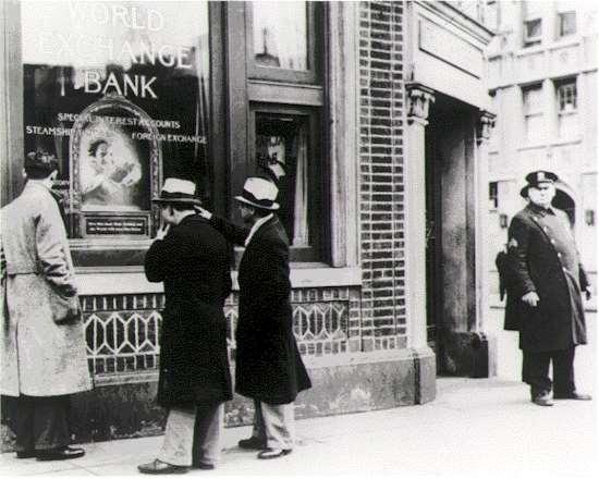 The Great Depression In addition, because of the inability of individuals to repay loans over 9,000 banks failed.