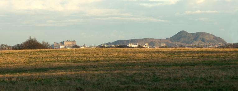 In the foreground can be seen the buildings of the Science and Advice for Scottish Agriculture (SASA) buildings at Roddinglaw.