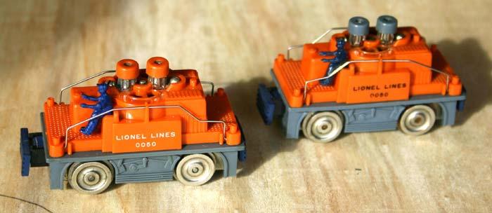 Lionel Pacifics #0636 (front, 63-66) with smoke, and #0646 (63-65) with