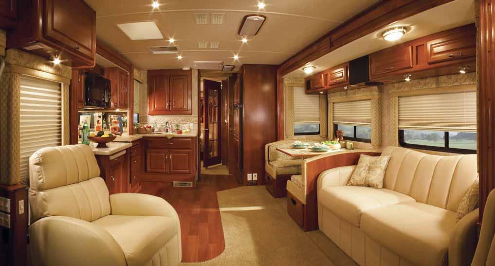 SOUTHWIND 35A shown in Spa interior décor with Plantation Cherry wood cabinetry. Contemporary Styling With its clean, modern style, Southwind s interior is spacious, comfortable, and feels like home.