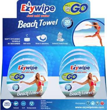 This Ezywipe compressed towel, turns into a huge beach