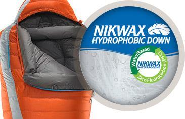 NIKWAX HYDROPHOBIC DOWN Used in all Therm-a-Rest 3 and 4-season sleeping bags. Nikwax Hydrophobic Down absorbs 40% less moisture than untreated down.