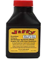 Jiffy Premium 40:1 Two-Cycle Oil NEW Premium 40:1 Two-Cycle Smokeless Synthetic Blend Engine Oil with