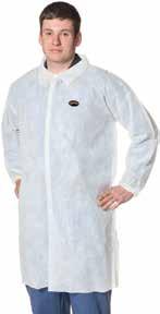 99 SMS Coverall 3-layer Spunbound Melt-Blown Synthetic material Breathable while protecting from dry particulates and fluids Good abrasion and tear resistance Zipper front Hooded elastic face line