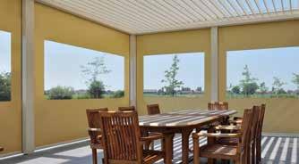 The transparent windows are finished with 20cm of screen fabric on the sides (see picture). The windows increase the visual comfort and reinforce the veranda feeling.