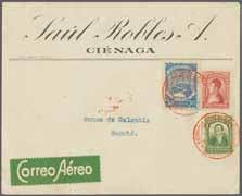 191 Corinphila Auction 18-20 November 2014 COLOMBIAN AIRMAIL 95 324 323 325 323M 324M 325M Scott Ciénaga 1924 (Jan. 5): Envelope to Bogotà franked with Scadta 30 c.