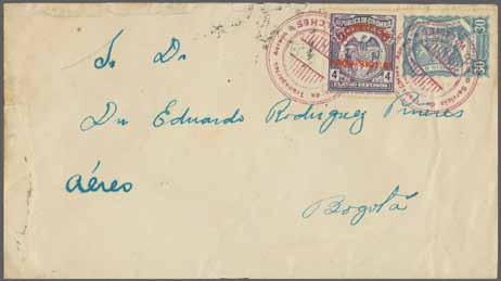 96 COLOMBIAN AIRMAIL 191 Corinphila Auction 18-20 November 2014 329M 329 Scott Puerto Wilches 1926 (March 31): Envelope endorsed 'aéreo' in manuscript to Bogotà franked with Scadta 30 c.