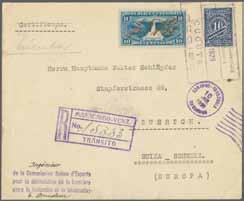 98 COLOMBIAN AIRMAIL 191 Corinphila Auction 18-20 November 2014 ex 337 336M 337M 336 Scott Switzerland 1923 (July 10): Registered cover from Cucuta to Zurich bearing Colombia 10 c.