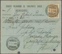 191 Corinphila Auction 18-20 November 2014 COLOMBIAN AIRMAIL 99 339M Scott Foreign Destinations 1922/23: Group of four commercially used envelopes, including cover to San José/Costa Rica (21.12.