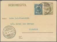 3): Aerogiro money transfer form SERVICIO BOLIVARIANO DE TRANSPORTES AEREOS for Veinte pesos to be sent from Bogotà to Barranca Bermeja, franked on front with Scadta 1923 60 c.