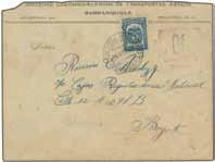 100 COLOMBIAN AIRMAIL 191 Corinphila Auction 18-20 November 2014 344M 345M 346M 344 345 Scott 1924 (June 24): Printed Scadta envelope to Bogotà, franked with Colombia 1924 3 c.