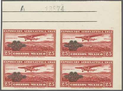 118 Overseas Countries A-Z: MEXICO 191 Corinphila Auction 18-20 November 2014 Mexico: Airmail 425M 425 Scott 1932: Airmail 20 c. on 25 c.