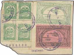 86 COLOMBIAN AIRMAIL 191 Corinphila Auction 18-20 November 2014 283M 284M 283 Scott Experimental Flight 1921 (Sept. 8): Scadta 30 c. black on rose used in combination with Scadta 50 c.