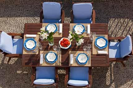 DINING An island with many restaurant choices, Santorini gives you the option to dine in luxury or in elegant simplicity, choosing numerous cuisines in a variety of locations.