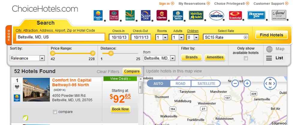 Put destination in Search window>click on Find Hotels You will see SC15 Rate in the
