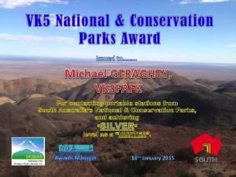 VK5 Parks & WWFF is not so important, due to the fact I am the Awards Manager.