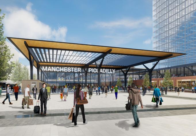Indicative station and SRF proposals prepared on behalf of Greater Manchester by Mott Macdonald & Bennetts Associates Proposed HS2 Manchester Piccadilly entrance Manchester Piccadilly The arrival of