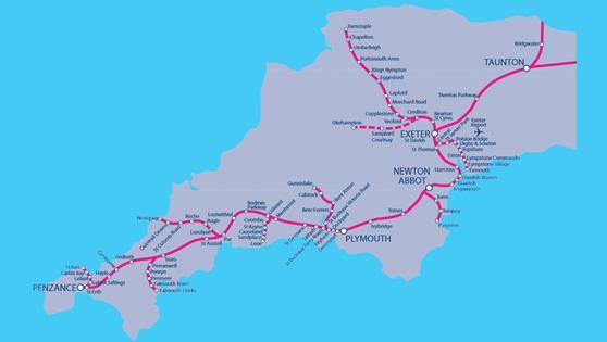 The South West peninsula rail network is predominantly based on a single main artery (the Penzance to London mainline), which connects a number of regional and rural networks.
