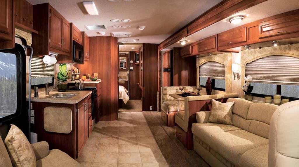 BOUNDER 35H shown in Cashmere interior décor with Plantation Cherry wood cabinetry. More Value for Your Money When you compare motor homes, Bounder gives you more for your dollar.