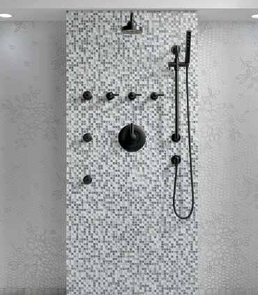 Brizo shower systems are available in Sensori high flow and medium flow configurations.