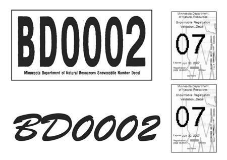 Custom numbers and letters must be: 1-7/8" high 3/16" stroke width Contrasting color of the snowmobile In the English language Placed to read left to right.