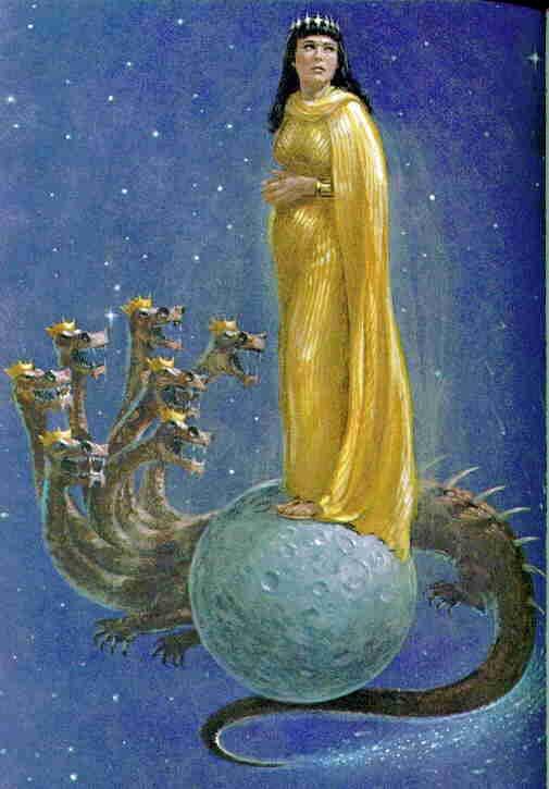Glava 7. Žena i Aždaja I pokazao se veliki znak na nebu - žena odjevena u sunce, mjesec joj pod nogama, a na glavi kruna od dvanaest zvijezda.
