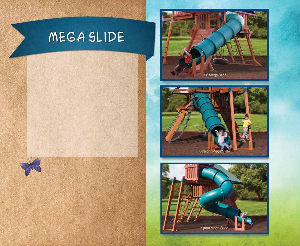 Backyard Adventures Mega Slide is available for all Treehouse and Peak play systems! Just like it sounds, the MEGA slide is huge and designed for limitless combinations of sliding fun.
