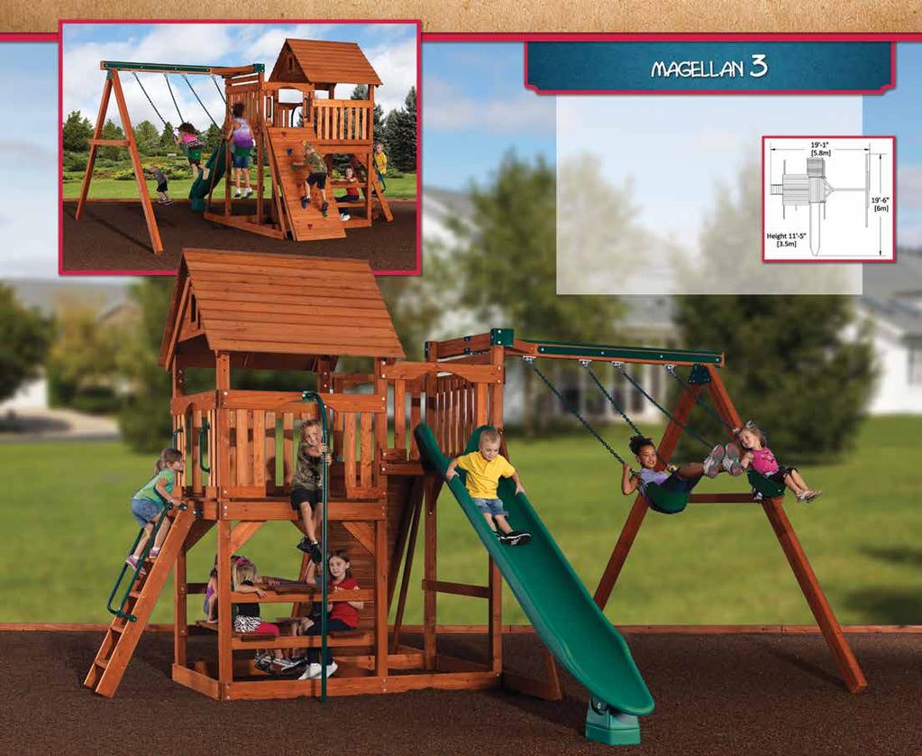 REVERSE SIDE OF PLAY SET PLAY SET SHOWN WITH: Magellan Standard Features: Picnic Table Options: Magellan Tower