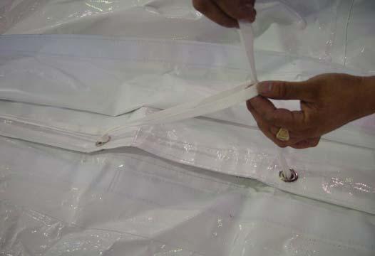 Step 9: Lay out a ground cloth at this time to prevent damage to the tent top as you unfold it.