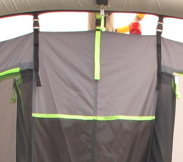 If necessary re-peg to ensure that the groundsheet is taut inside the tent. 6 The tent comes with guy lines preattached.