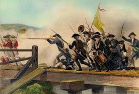 The British pushed on to Concord Finding no arms in the village, they turned back to Boston On a bridge outside Concord, they met approximately 300