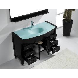 Simplify storing your bathroom cleaning supplies and accessories and keep your items in order with this vanity set's six pull-out drawers and wide two-door concealed cabinet space.