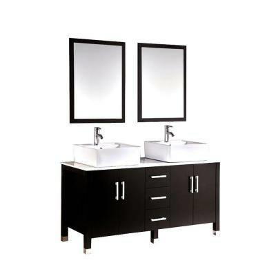 Vera 60 in. Double Vanity in Espresso with Marble Vanity Top in White and Mirror SKU: VT 9134 Its unique styling gives the Vera Vanity a sleek appearance, a sophisticated mix of function and beauty.