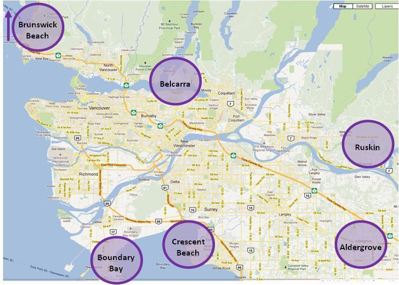 Hui 0 0 FIGURE Extremities of the Metro Vancouver transit network.