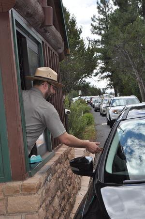 SURGE South Rim visitation up 25 percent AUGUST 16, 2015 8:30 AM EMERY COWAN SUN STAFF REPORTER GRAND CANYON NATIONAL PARK It was only mid-morning and already the line of cars backed up at the