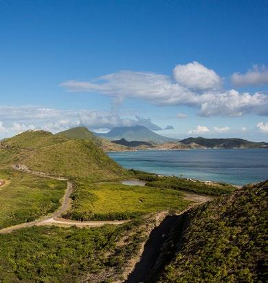 Liamuiga; and Brimstone Hill, known in the 17th century as the Gibraltar of the West Indies. Vast fields of sugarcane run to the shore. Colonized in 1624, St.
