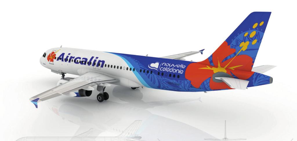 3 DESIGNING A NEW LIVERY Local PR & communications agency White Rabbit created the livery concept in line with rigourous specifications laid down by Aircalin: To complement our new cabins, we need to