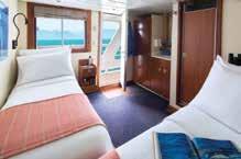 DOUBLE SINGLE** CATEGORY 1 $6,995 $10,495 Conveniently located on the Main Deck between the dining room and lounge, these cabins feature two single beds, a writing desk and a window.