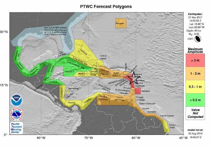 Polygons Forecast for Tsunami Wave Heights Northeastern Lesser Antilles RIFT forecast polygons for the Caribbean region on the Northeastern Antilles