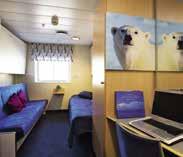The owner s cabin has a double bed, two large picture windows, a separate seating area and TV.