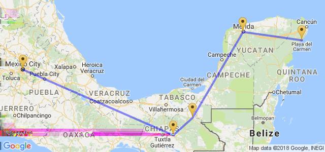 Day by day Days 1-2: Playa del Carmen. Fri, 5 Jan - Sat, 6 Jan Days 3-4: Chichen Itza merida. Sun, 7 Jan - Mon, 8 Jan Day 5: OAXACA Puerto Escondido Palenque.