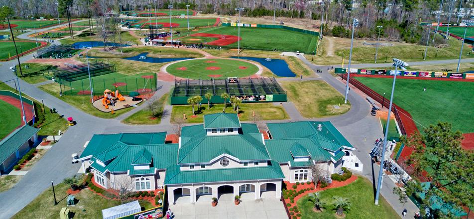 Each field is designed symmetrically after a legendary professional ballpark Polo Grounds, Ebbets Field, Griffith Field, Crosley Field
