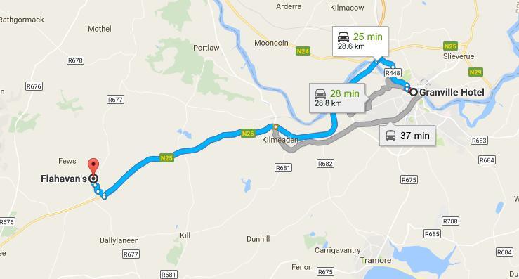 From Granville Hotel To Kilmacthomas Mill Get on N25 in Kilkenny from R680 and R448 6 min (4.0 km Head west on Meagher's Quay/R680 toward Gladstone St toward Terminus St/R448 1.
