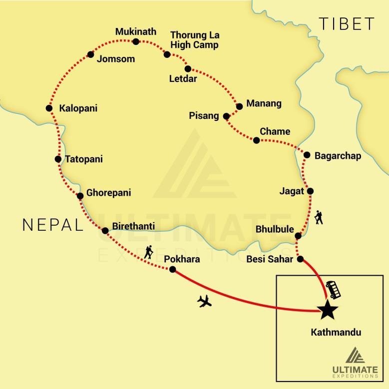 14 OR 18 DAY ANNAPURNA CIRCUIT Itinerary (14 Day) DAY 1 Arrival Kathmandu Namaste and welcome to colorful Kathmandu where our friendly Ultimate Expeditions representative will meet you at the airport