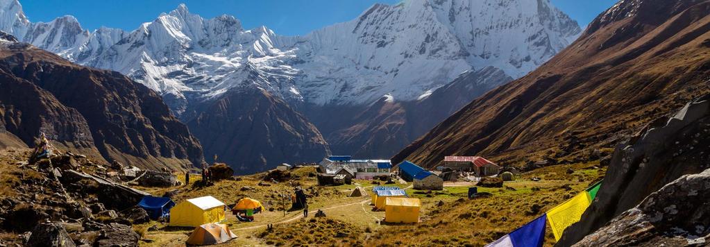 OVERVIEW ANNAPURNA BASE CAMP TREK NEPAL 2 In aid of your choice of charity 13 Oct 27 Oct 2018 15 DAYS NEPAL EXTREME Your Annapurna trek passes through a more diverse range of climates, vegetation and