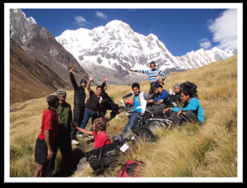 mountain is not permitted. From here to Annapurna Base Camp, we ll walk upon 2 hours of trail offering superb Himalaya scenery with amazing panoramic views of snow capped mountains surrounding you.