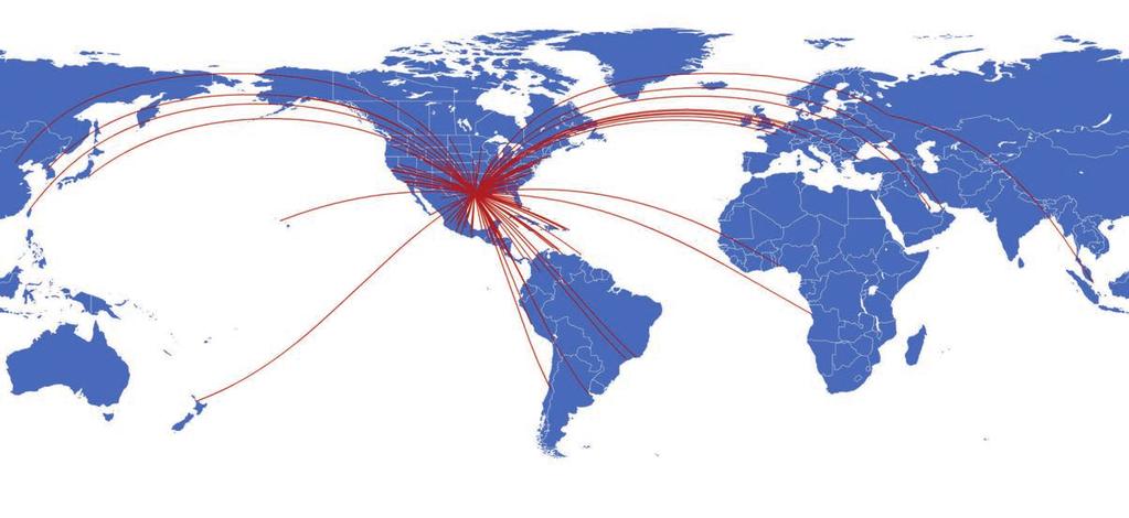 Houston s commercial airports currently serve: 118 Domestic destinations 71 International destinations 51 Latin American destinations 5 Canadian destinations 7 European destinations 2 Middle Eastern